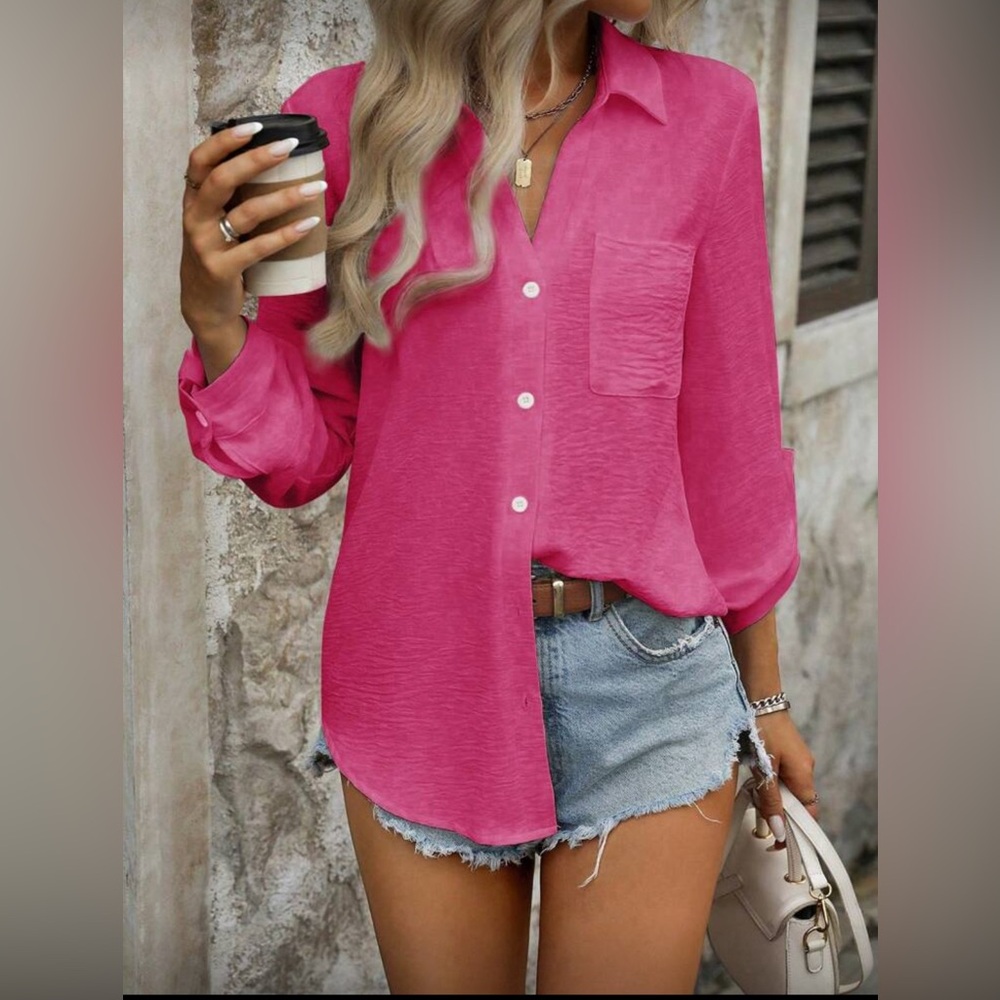 Fuchsia Button-Down Shirt